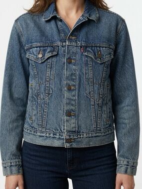 Vintage 1988 Levi's Faded Blue Denim Double Horse Tag Trucker Jacket L RARE